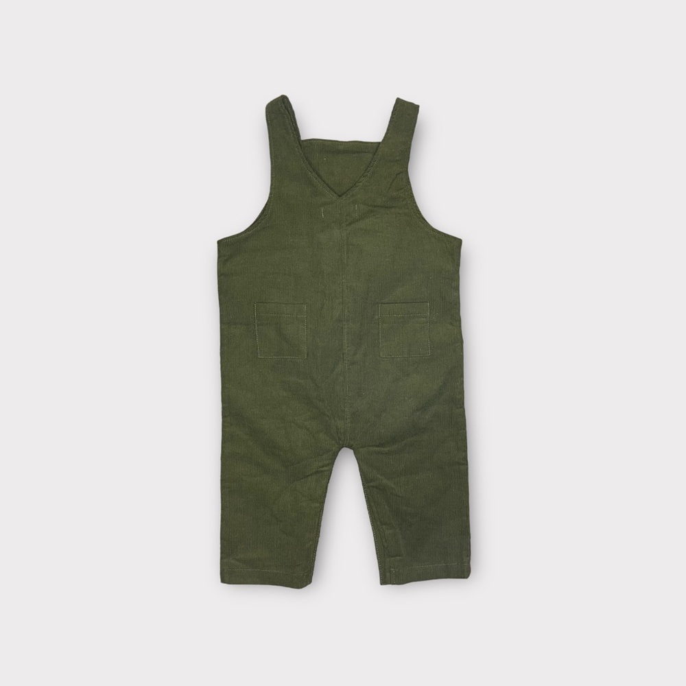 Angel Dear Dark Green Corduroy Pocket Romper - Picture 4 of 9